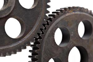 Close-up view of stack of gears photo