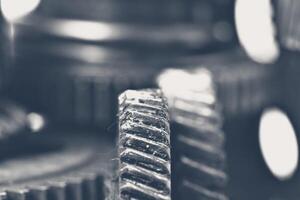 Close-up view of stack of gears photo