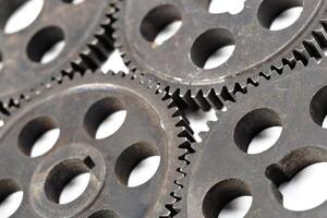 Close-up view of stack of gears photo