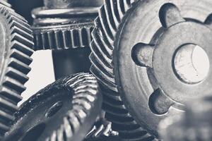 Close-up view of stack of gears photo