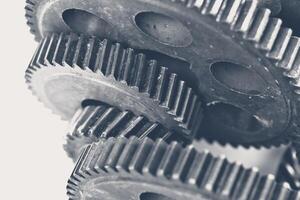 Close-up view of stack of gears photo