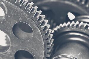 Close-up view of stack of gears photo