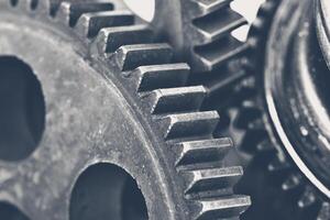 Close-up view of stack of gears photo