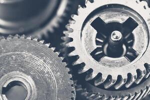 Close-up view of stack of gears photo
