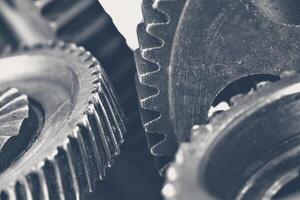 Close-up view of stack of gears photo