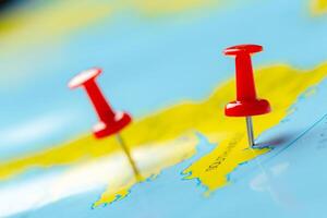 Travel destination points on a map photo