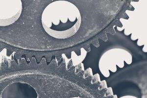 Close-up view of stack of gears photo