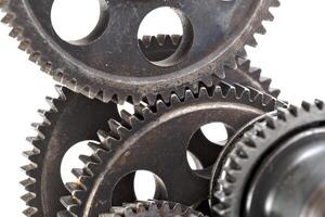 Close-up view of stack of gears photo