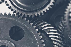 Close-up view of stack of gears photo