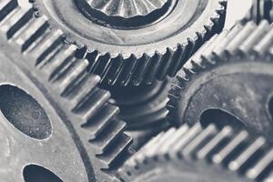 Close-up view of stack of gears photo