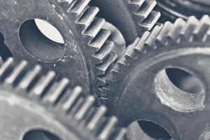 Close-up view of stack of gears photo