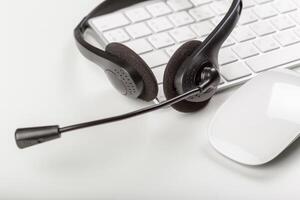 headset on keyboard computer laptop photo