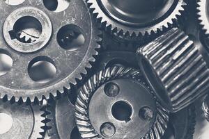 Close-up view of stack of gears photo