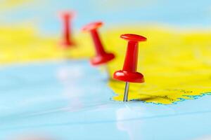 Travel destination points on a map photo