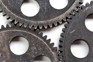 Close-up view of stack of gears photo