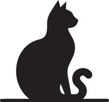 A black silhouette of a cat sitting on a table vector