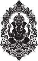 The indian elephant in ornate pattern vector