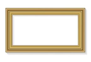 Elegant Rectangular Gold Picture Frame with Shadow Isolated on White Background vector