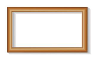 Elegant Rectangular Wooden Photo Frame with Shadow Isolated on White Background. Illustration vector