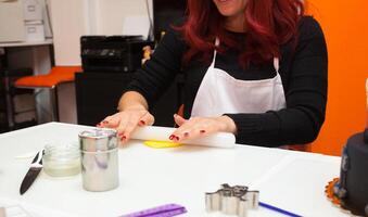Figures of Halloween with fondant paste or sugar paste. photo