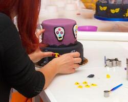 Figures of Halloween with fondant paste or sugar paste. photo