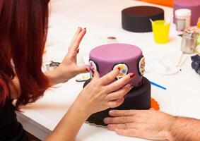 Figures of Halloween with fondant paste or sugar paste. photo