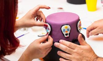 Figures of Halloween with fondant paste or sugar paste. photo