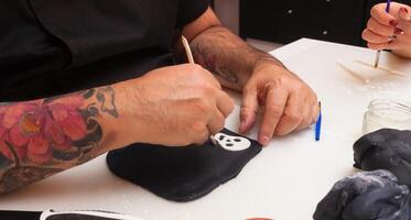 Figures of Halloween with fondant paste or sugar paste. photo