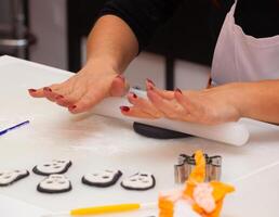 Figures of Halloween with fondant paste or sugar paste. photo