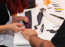 Figures of Halloween with fondant paste or sugar paste. photo