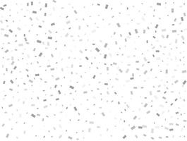 Magic silver Rectangular glitter confetti background. White festive texture. vector