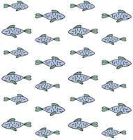 Seamless pattern of hand drawn fish vector