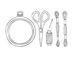 Set of hand drawn doodle sketch embroidery vector