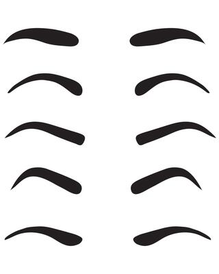 Isolated Eyebrows Set Cartoon Style Eyebrow Makeup Template
