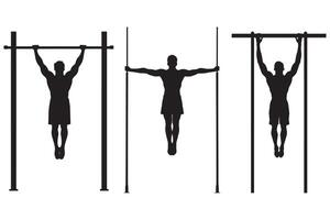 Man Doing Pull-Ups Silhouette for Fitness and Exercise Designs vector