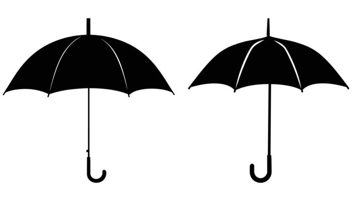 Umbrella Silhouette Art Simple Design for Weather and Protection Themes