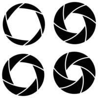 Set of Black Camera Shutter Icons Illustration on White Background vector