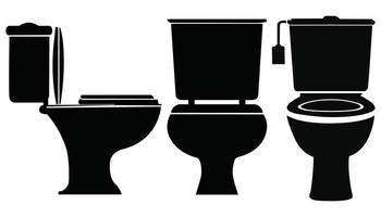 Toilet Line Icon Set - Bowl, Sanitaryware, Bidet vector