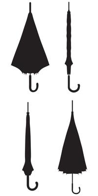 Umbrella Silhouette Art Simple Design for Weather and Protection Themes