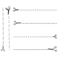 Open Scissors Line Icon Set Cutter and Cross Icon Illustration vector