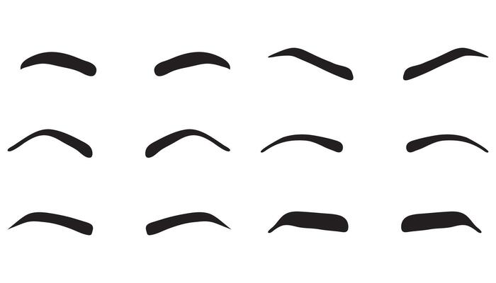 Isolated Eyebrows Set Cartoon Style Eyebrow Makeup Template