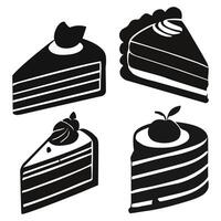 Hand-Drawn Chocolate Cake Slice Icon - Black and White Illustration vector