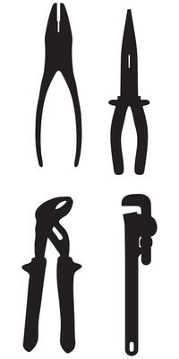 Set Pliers and Side Cutters Icons for Tools and Hardware