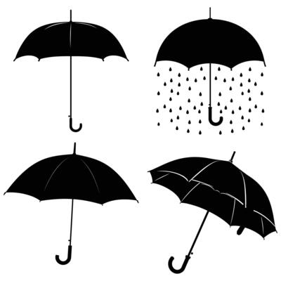 Umbrella Silhouette Art Simple Design for Weather and Protection Themes