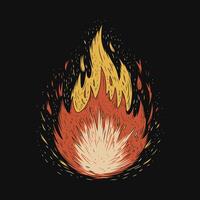 Abstract Fire Flame with Fiery Burst Design vector