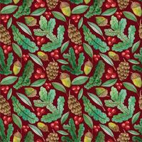 a pattern of pineapples and pineapples with leaves on a red background. vector