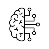 Smart technology icon with brain and electronic circuits vector