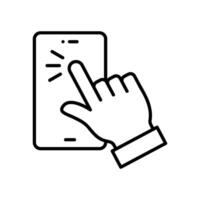 Touchscreen icon with hand clicking on smartphone screen vector
