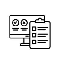 Computer testing icon with task list on clipboard vector