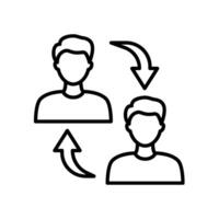 Connect to friends icon with two people and an arrow vector